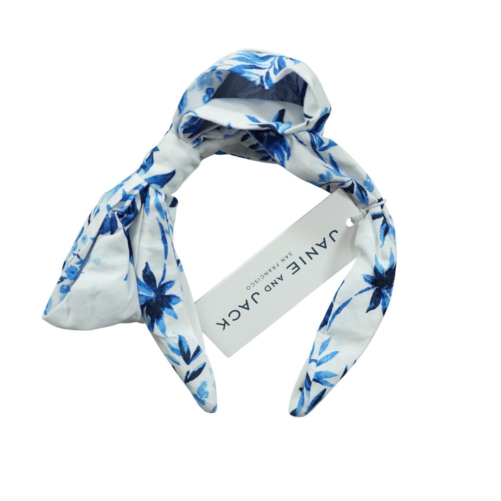Janie and Jack‎ Girls Blue White Floral Knotted Headband NWT Preppy Coastal Cute